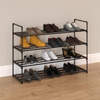 Homecomplete Shoe Rack 4Tier Shoe Organizer For Closet Bathroom Entryway Shelf Holds 20 Pairs Sneakers Heels Boots Bl