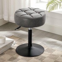 Lue Bona Adjustable Vanity Stool 360Swivel Vanity Chair Stool For Makeup Room Grey Stool Chair For Vanity Small Faux Leather