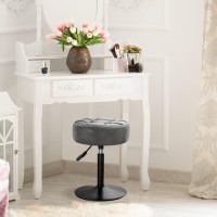 Lue Bona Adjustable Vanity Stool 360Swivel Vanity Chair Stool For Makeup Room Grey Stool Chair For Vanity Small Faux Leather