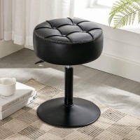 Lue Bona Adjustable Vanity Stool 360Swivel Vanity Chair Stool For Makeup Room Black Stool Chair For Vanity Small Faux Leather