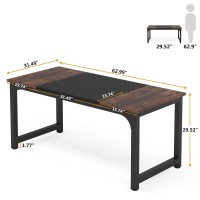 Tribesigns 63??Executive Desk, Large Office Computer Desk With Thicken Frame, Modern Simple Workstation Business Furniture For Home Office, Rustic Brown/Black