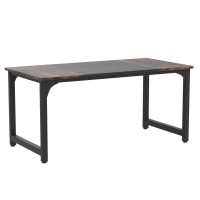 Tribesigns 63??Executive Desk, Large Office Computer Desk With Thicken Frame, Modern Simple Workstation Business Furniture For Home Office, Rustic Brown/Black