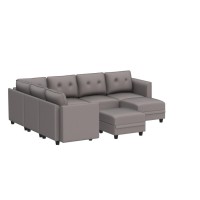 LLappuil Modular Sectional Sofa with Reversible Chaise, Oversized U Shaped Sectional with Storage, Waterproof, Anti-Scratch and Antistatic Velvet 8 Seater Living Room Couch, Grey Brown