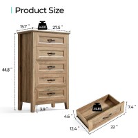 Linsy Home Dresser For Bedroom Rustic Chest Of Drawers 5 Drawer Dresser With Metal Handles Tall Dresser For Entryway And Clo