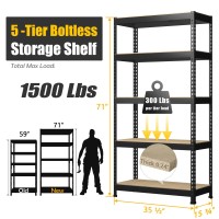 Primezone Heavy Duty Storage Shelves 5 Tier 355 W X 1575 D X 71 H Adjustable Garage Storage Shelving Metal Storage Ut