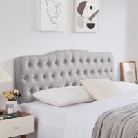 Iroomy Upholstered Twin Headboard, Button Diamond Tufted Headboard With Adjustable Height And Solid Wood Leg, Linen Fabric Padded Headboard For Twin Size Bed, Mordern Head Board, Grey