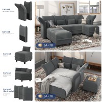 LLappuil Velvet Modular Sectional Sofa, 158.4 Oversized 9-Seat U Shaped Couch with Storage Chaise, High Back Recliner Sleeper Couches for Living Room, Anti-Scratch Grey