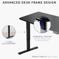 Vivo Electric Height Adjustable 60 X 24 Inch Memory Stand Up Desk, Dark Gray Solid One-Piece Table Top, Black Frame, Standing Workstation With Preset Controller, 1B Series, Desk-Kit-1B6G