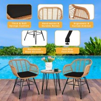 Homezillions 3 Piece Outdoor Wicker Furniture Bistro Set Rattan Chairs Conversation Sets Porch Furniture Wicker Patio Furnitur