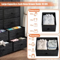 Enhomee Dressers For Bedroom Tall Dresser With 12 Drawer Dresser Fabric Chest Of Drawers Bedroom Dresser For Closet, Nursery, Living Room Wood Top Metal Frame Black