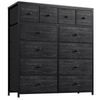 Enhomee Black Dresser For Bedroom With 12 Drawers, Bedroom Dresser With Wooden Top And Metal Frame, Tall Dressers & Chests Of Drawers For Bedroom, Closet, 40.6