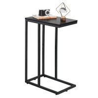 Wlive Tall Side Table C Shaped End Tables Small Couch Sofa Table For Living Room Bedroom Small Spaces Wood Table Black 28