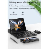 Shieid Samsung Galaxy Z Fold 4 Keyboard With Bluetooth Mouse And Capacitive Pen Bluetooth Keyboard Wirelessly Connects With Leather Cover For Galaxy Z Fold4 & Galaxy Z Fold3, Black