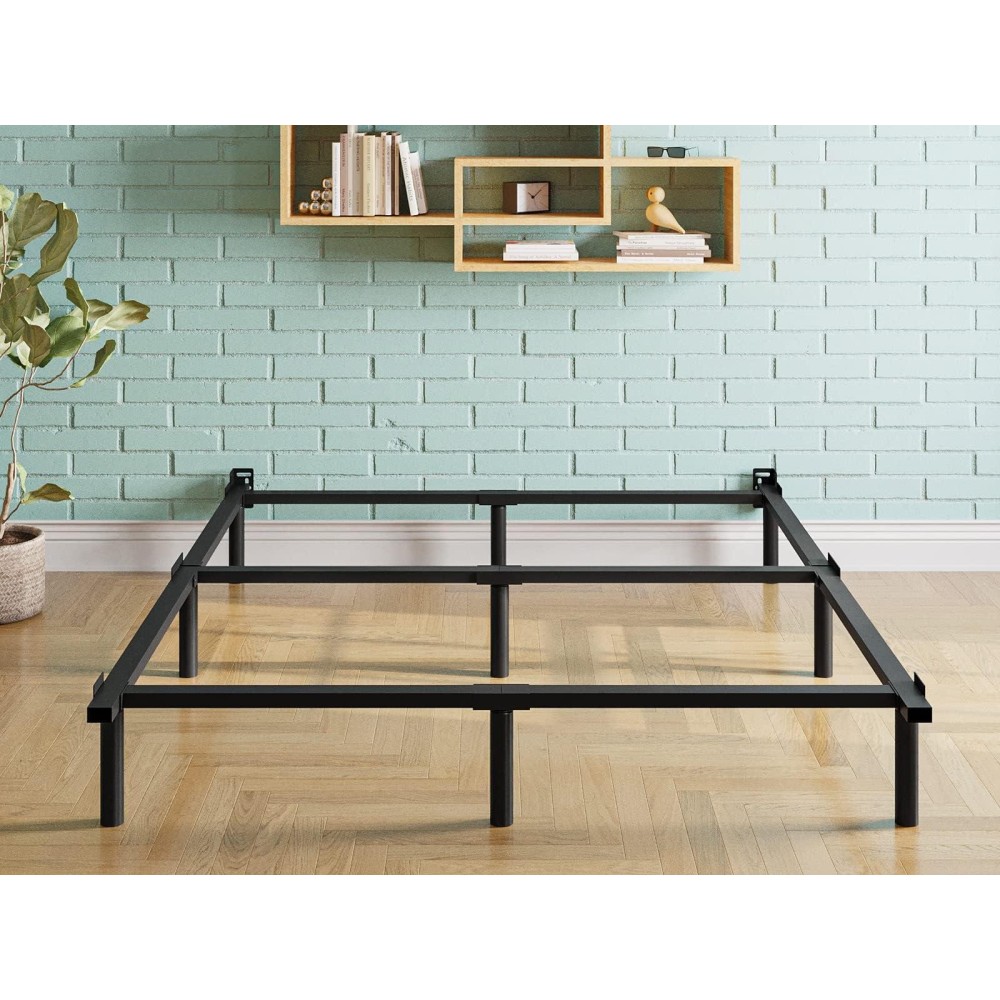 Rldvay King-Bed-Frame, 9 Inch Metal King-Size Bed-Frame For Box Spring, Quick & Easy Assembly, Heavy Duty Bed Frame King Noise Free, Black