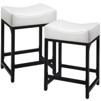 Flyzc White Counter Height Bar Stools Set Of 2, 24