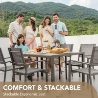 Devoko 7 Piece Patio Dining Set, Outdoor Furniture Patio Table And Chairs Set (Grey)