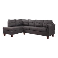 Dalia Dark Gray Linen Modern Sectional Sofa with Left Facing Chaise