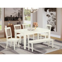 East West Furniture WEAV6LWHW 6Pieces Kitchen Table Set 1 Modern Rectangular Table and 4 wooden Dining Room Chairs with On