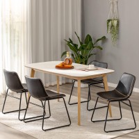 Heugah Dining Chairs Set Of 4, Modern Industrial Kitchen & Dining Room Chairs, Faux Leather Chairs For Dining Room With Metal Legs (Black)