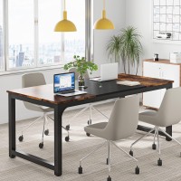 Tribesigns Modern Computer Desk, 63 X 31.5 Inch Large Office Desk Computer Table Study Writing Desk Workstation For Home Office, Vintage Black Metal Frame