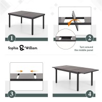 Sophia William Expandable Patio Dining Tables Metal Outdoor Table With Ecoating For 68 Person Lawn Garden Bistro Rectangular