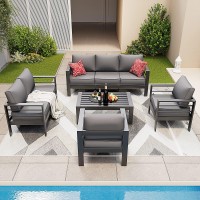 Amopatio Aluminum Patio Furniture Set 8 Pieces Modern Patio Conversation Sets Outdoor Sectional Metal Sofa With Coffee Table F