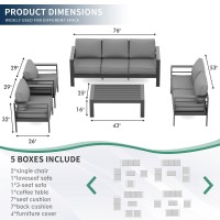 Amopatio Aluminum Patio Furniture Set 8 Pieces Modern Patio Conversation Sets Outdoor Sectional Metal Sofa With Coffee Table F