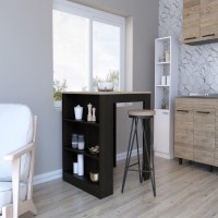 Kitchen counter Dining Table Toledo, Three Side Shelves, Black Wengue Pine Finish(D0102HgEDcY)