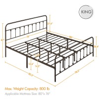 Yaheetech Classic Metal Platform Bed Frame Mattress Foundation With Victorian Style Ironart Headboardfootboardunder Bed Stora