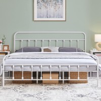 Yaheetech Classic Metal Platform Bed Frame Mattress Foundation With Victorian Style Ironart Headboardfootboardunder Bed Stora