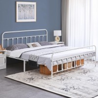 Yaheetech Classic Metal Platform Bed Frame Mattress Foundation With Victorian Style Ironart Headboardfootboardunder Bed Stora