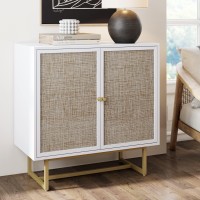 Nathan James Sideboard Buffet Modern Storage, Free Standing Accent Cabinet For Hallway, Entryway Or Living Room, 1, White/Cane/Brass