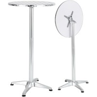 Btexpert Silver Aluminum Indoor Outdoor 2375 Round Restaurant Bar Height 45 Table Patio Stainless Steel Furniture 2575