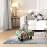 Cpintltr Linen Small Foot Stool Multifunctional Ottomans Storage Ottoman Tray Top Coffee Table Upholstered Sofa Stool Step Stool Modern Home Decor Suitable For Living Room Bedroom Entryway Peacock