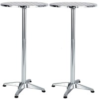 Btexpert Aluminum Indoor Outdoor 2375 Round Restaurant Bar Height 45 Table Flip Top Patio Stainless Steel Silver Furniture