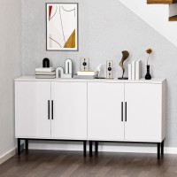 Rehoopex Storage Cabinet, Modern Accent Buffet Cabinet, Free Standing Sideboard And Buffet Storage With Door, Wood Buffet Sideboard For Bedroom, Living Room, Kitchen Or Hallway (1, White)