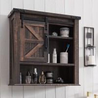 Okd Bathroom Wall Cabinet Farmhouse Medicine Cabinet With Sliding Barn Door Adjustable Shelves Storage Cabinet Wall Mounted