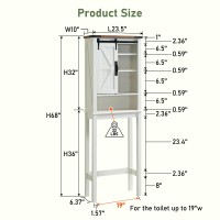 Okd Over The Toilet Storage Cabinet, Farmhouse Storage Cabinet Over Toilet With Sliding Barn Door & Adjustable Shelves, Home Space Saver For Bathroom, Living Room, Rustic Oak With Antique White