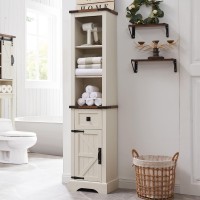 Okd Bathroom Storage Cabinet Farmhouse Storage Cabinet With Adjustable Shelves Storage Drawer Tall Linen Tower For Bathroom