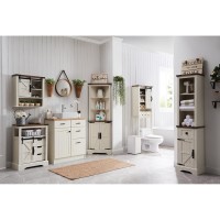 Okd Bathroom Storage Cabinet Farmhouse Storage Cabinet With Adjustable Shelves Storage Drawer Tall Linen Tower For Bathroom