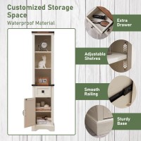 Okd Bathroom Storage Cabinet Farmhouse Storage Cabinet With Adjustable Shelves Storage Drawer Tall Linen Tower For Bathroom