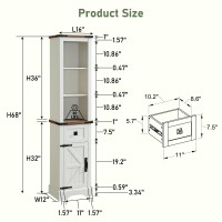 Okd Bathroom Storage Cabinet Farmhouse Storage Cabinet With Adjustable Shelves Storage Drawer Tall Linen Tower For Bathroom