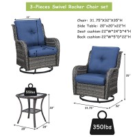 Rilyson Wicker Rocking Chair Swivel Chairs 6 Piece Rocker Patio Furniture Set Rattan Rocking Bistro Sets With Glass Top Side T