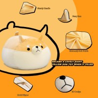 Stuffed Animal Storage Bean Bag Chair Cover For Kids Yellow Dog Shiba Inu Bean Bag Chair For Girls Xxlarge Size Toy Organizer C