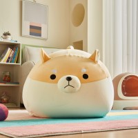 Stuffed Animal Storage Bean Bag Chair Cover For Kids Yellow Dog Shiba Inu Bean Bag Chair For Girls Xxlarge Size Toy Organizer C