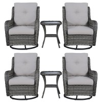 Rilyson Wicker Rocking Chair Swivel Chairs 6 Piece Rocker Patio Furniture Set Rattan Rocking Bistro Sets With Glass Top Side T