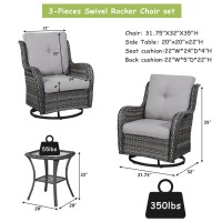 Rilyson Wicker Rocking Chair Swivel Chairs 6 Piece Rocker Patio Furniture Set Rattan Rocking Bistro Sets With Glass Top Side T