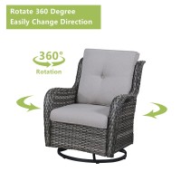 Rilyson Wicker Rocking Chair Swivel Chairs 6 Piece Rocker Patio Furniture Set Rattan Rocking Bistro Sets With Glass Top Side T