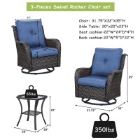 Rilyson Wicker Rocking Chair Swivel Chairs 6 Piece Rocker Patio Furniture Set Rattan Rocking Bistro Sets With Glass Top Side T