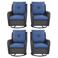 Rilyson Wicker Rocking Chair Swivel Chairs 4 Piece Rocker Patio Chairs Set Rattan Rocking Chair For Outdoor Porch Deck Garden